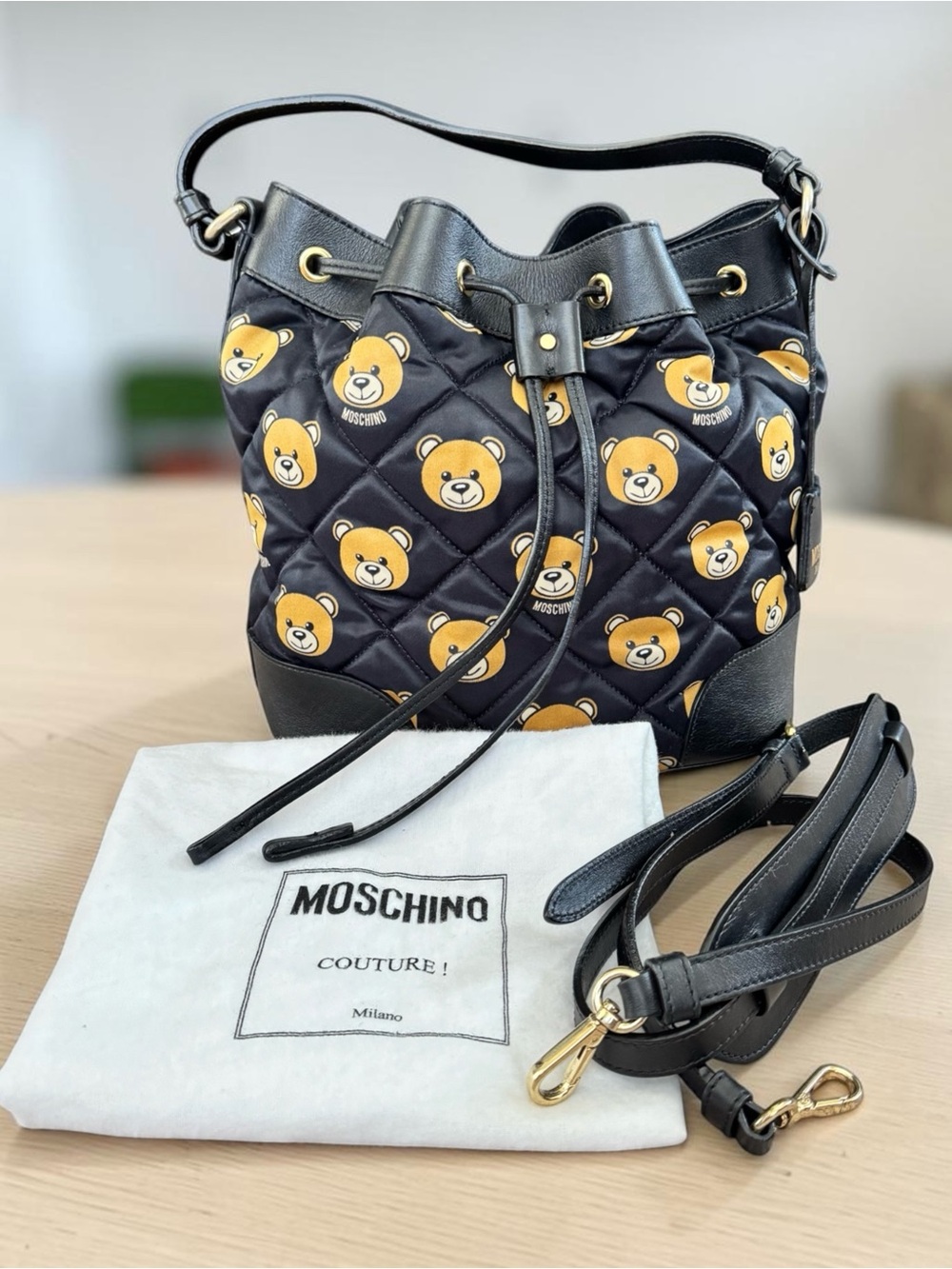 Authentic Moschino bear bucket bag shoulder/crossbody